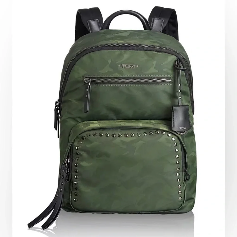Rare Tumi Voyageur Studded Hagen Backpack in Green/Forest Camo Black Hardware